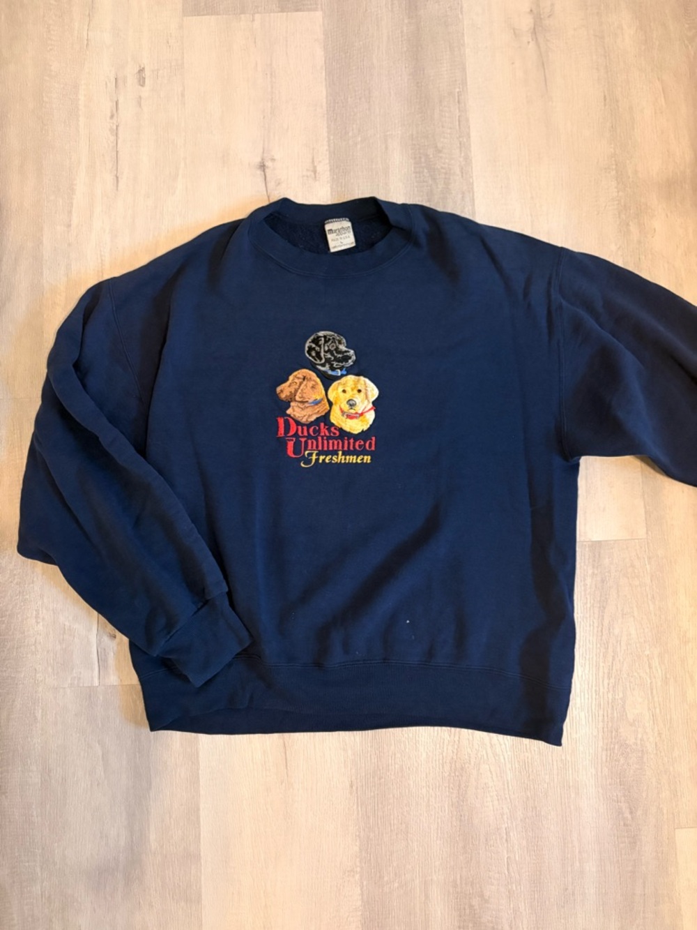 RARE Vintage 1990s Ducks Unlimited Freshmen Navy Crewneck Sweatshirt - Picture 1 of 4